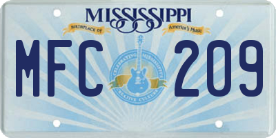 MS license plate MFC209