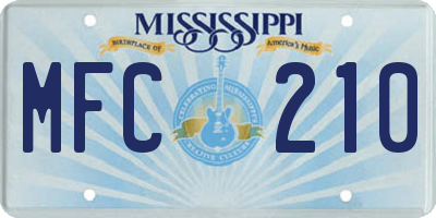 MS license plate MFC210