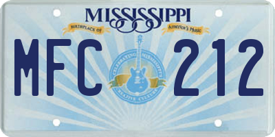 MS license plate MFC212