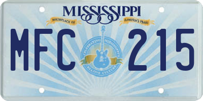 MS license plate MFC215