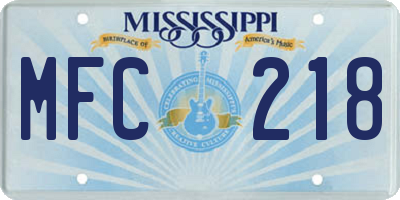 MS license plate MFC218