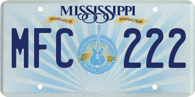 MS license plate MFC222