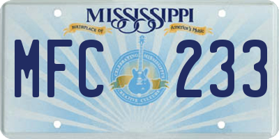 MS license plate MFC233