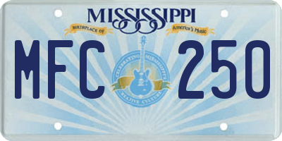 MS license plate MFC250
