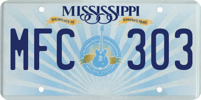 MS license plate MFC303