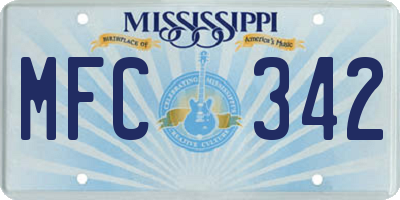 MS license plate MFC342