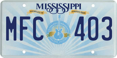 MS license plate MFC403
