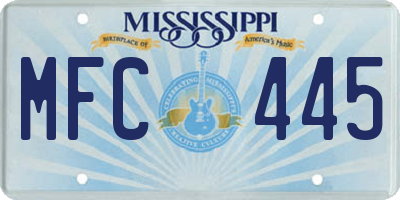 MS license plate MFC445