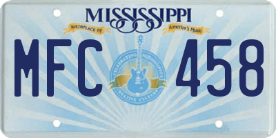 MS license plate MFC458