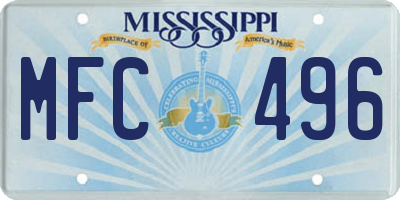 MS license plate MFC496