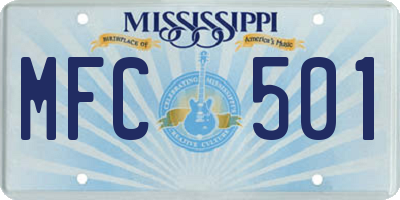 MS license plate MFC501