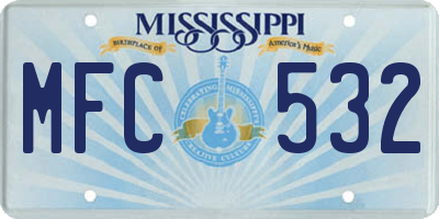 MS license plate MFC532