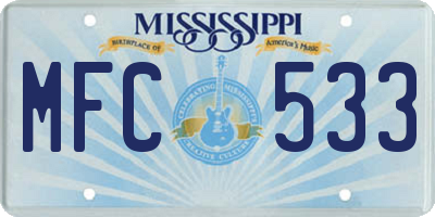 MS license plate MFC533