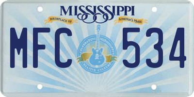 MS license plate MFC534