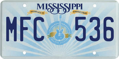 MS license plate MFC536