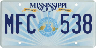 MS license plate MFC538