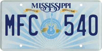 MS license plate MFC540