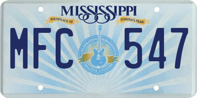 MS license plate MFC547