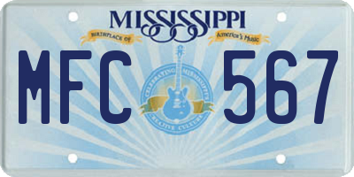 MS license plate MFC567