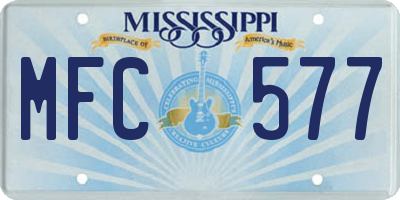 MS license plate MFC577