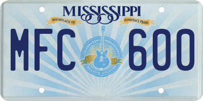 MS license plate MFC600