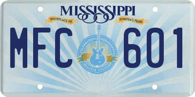 MS license plate MFC601