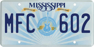 MS license plate MFC602