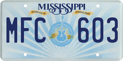 MS license plate MFC603