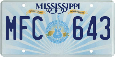 MS license plate MFC643
