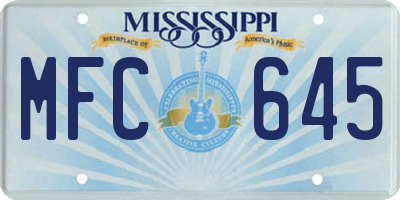 MS license plate MFC645