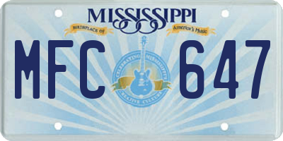 MS license plate MFC647