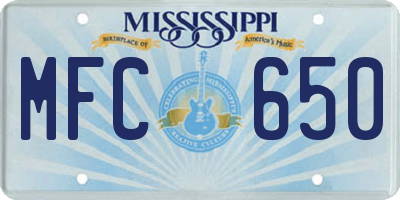 MS license plate MFC650