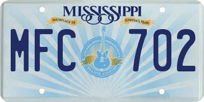 MS license plate MFC702