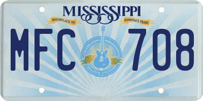 MS license plate MFC708