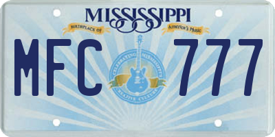 MS license plate MFC777