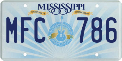 MS license plate MFC786