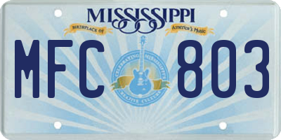 MS license plate MFC803