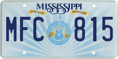 MS license plate MFC815