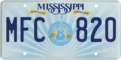 MS license plate MFC820