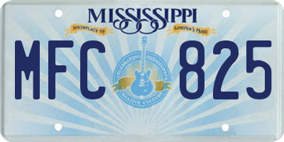 MS license plate MFC825