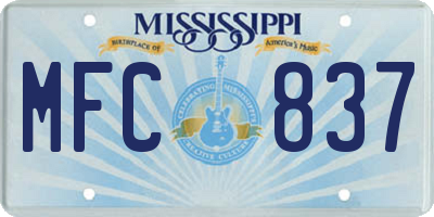MS license plate MFC837