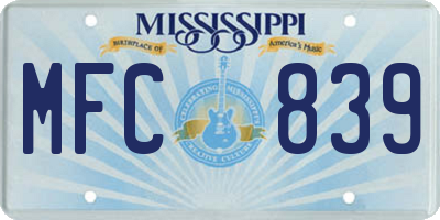 MS license plate MFC839