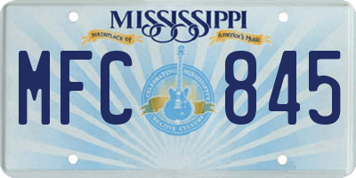 MS license plate MFC845
