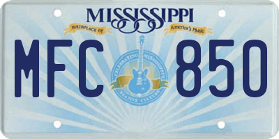 MS license plate MFC850