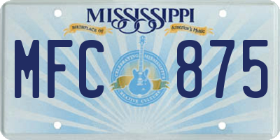 MS license plate MFC875