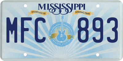 MS license plate MFC893