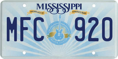MS license plate MFC920