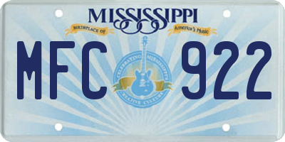MS license plate MFC922