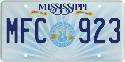 MS license plate MFC923