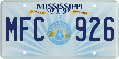 MS license plate MFC926